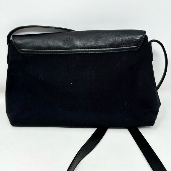 Vintage Tumi Crossbody Purse Solid Black Leather Flap & Nylon Fabric Bag - Picture 2 of 11